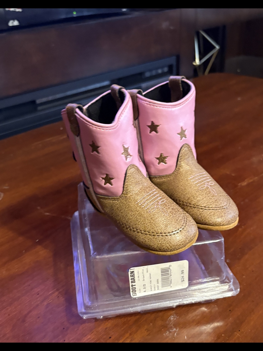 Toddler Pink & Brown Star Western Boots
